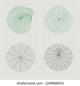 Collection of Y2K elements. Retro futuristic graphic ornaments. Modern abstract forms. Futuristic. Vector illustration