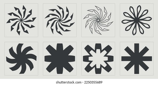 Collection of Y2K elements. Retro futuristic graphic ornaments. For modern T-shirts designed. Projects, posters, banners. Vector illustration