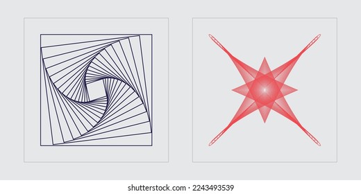 Collection of Y2K elements. Trendy geometric postmodern figures. Modern abstract forms. Isolated on black background. Vector illustration