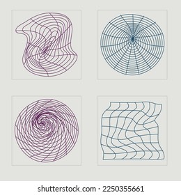Collection of Y2K elements. Trendy geometric postmodern figures. For modern T-shirts designed. Futuristic. Vector illustration