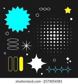 collection of y2k memphis element sign design vector