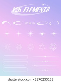 collection y2k stars and retro futuristic graphic, sparkle star, Retro futuristic elements for design.