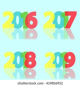 Collection year cards, holidays background, vector illustration