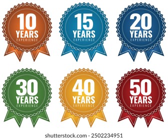 Collection of Years experience badges icon vector logo