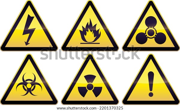 Collection Yellow Black Triangular Warning Sign Stock Vector (Royalty ...
