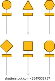 Colección de señales de advertencia de tráfico en blanco amarillo con diferentes Formas geométricas para Plantillas de diseño de seguridad vial