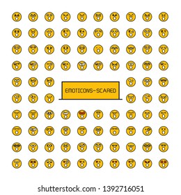 collection of yellow emoticons scared and worry face