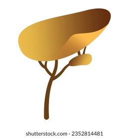 Collection of yellow, green, autumn, fall deciduous and evergreen forest plants. Botanical set of bare trees and ones with leaves and lush crowns. Flat vector illustration isolated on white background