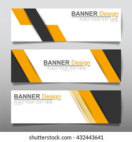 Collection yellow horizontal business banner set vector templates. clean modern geometric abstract background layout for website design. simple creative cover header. in rectangle size