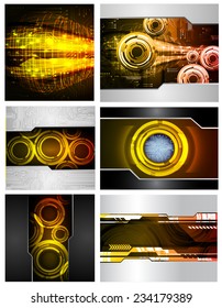 Collection yellow Light Abstract Technology background set for computer graphic website internet and business. text box. Brochure. card. wave. diverse, different, divers, manifold, many, various