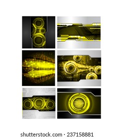 Collection yellow Light Abstract Technology background set for computer graphic website internet and business. text box. Brochure. card. wave. diverse, different, divers, manifold, many, various 