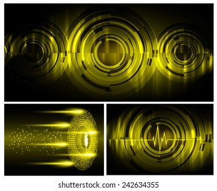 Collection yellow Light Abstract Technology background set for computer graphic website internet and business. text box. Brochure. card. wave. diverse, different, divers, manifold, many, various