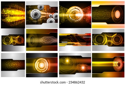 Collection yellow red Light Abstract Technology background set for computer graphic website internet and business. 