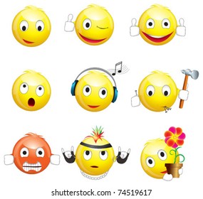 Collection of yellow smileys. Part 1