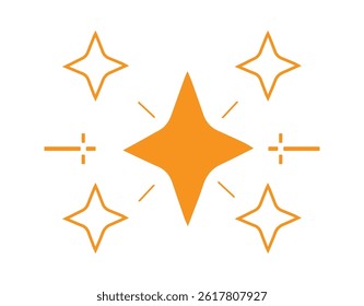 Collection of Yellow Sparkling Star Icons, Vector Fully Editable Illustrator EPS File.