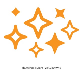 Collection of Yellow Sparkling Star Icons, Vector Fully Editable Illustrator EPS File.