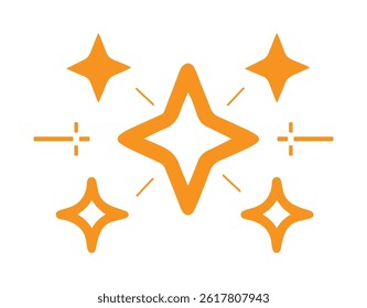 Collection of Yellow Sparkling Star Icons, Vector Fully Editable Illustrator EPS File.