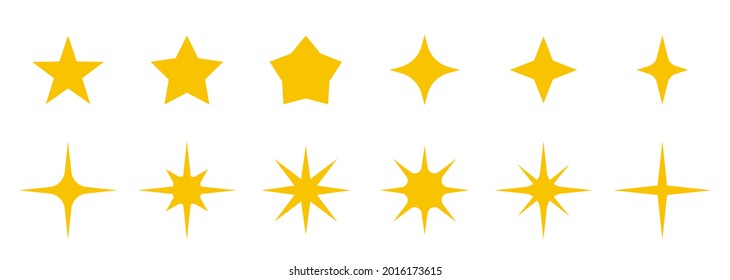 a collection of yellow star shape icons on a white background