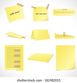 Collection of yelow papers.