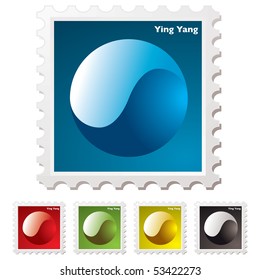 Collection of ying yang stamps with transparent effect