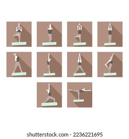 colección de vectores de iconos de yoga