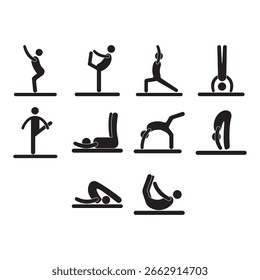 colección del Vector del icono del yoga