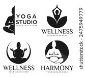 Collection of yoga logo. various poses of yoga. Design for yoga studio. vector illustration