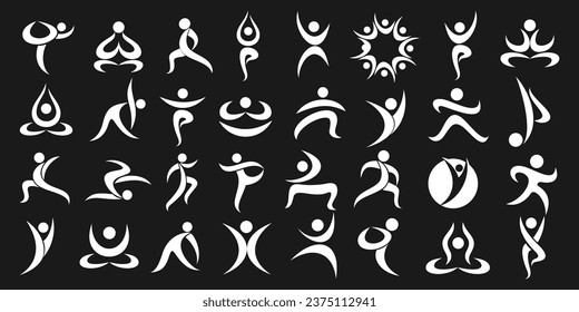 Collection of yoga logo. various poses of yoga.Yoga exercises. Design for yoga studio .