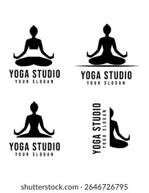  Collection of yoga logo. various poses of yoga. Design for yoga studio. vector illustration