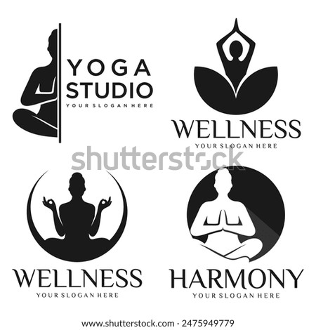Collection of yoga logo. various poses of yoga. Design for yoga studio. vector illustration