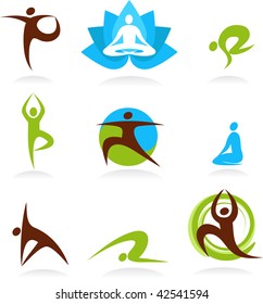 collection of yoga people, vector icons