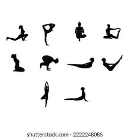 collection of yoga silhouette vector
