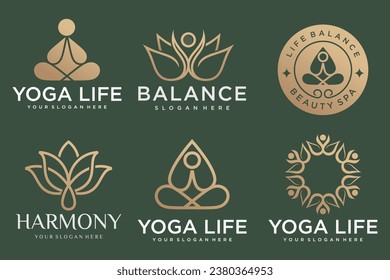 Collection of Yoga,Zen,Spa and Meditation logos ,icons and elements.style minimalist.Vector design