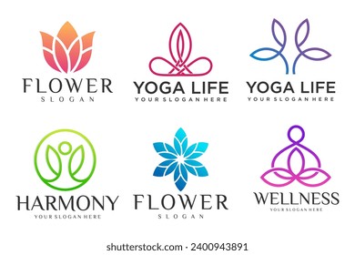 Collection of Yoga,Zen,Spa and Meditation logos ,icons and elements.style minimalist.Vector design