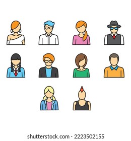 collection of young avatar icon vector