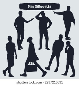 Collection of Young man or Businessman Silhouettes in different poses