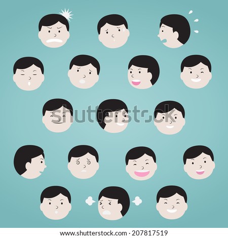 Collection of young man expressions - vector 