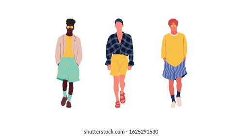 Collection Young Men Dressed Fashionable Clothes Stock Vector (Royalty ...