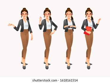 collection of young women wearing office suits, formal outfit and glasses vector illustration. use for avatar, website image and other.