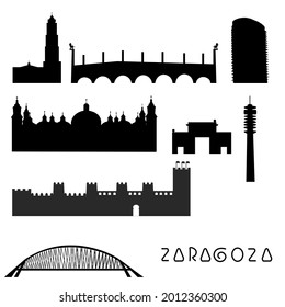 Collection of Zaragoza landmarks icons