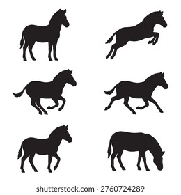 Collection of zebra silhouettes set