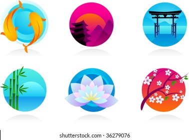  collection of Zen / Asian icons - vector illustration