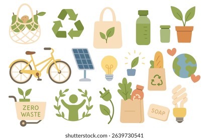 A Collection of Zero Waste and Sustainable Lifestyle Items Illustrating Eco Friendly Practices Concepts