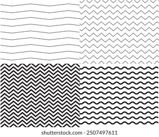 Collection of Zigzag Lines. Horizontal Line Wave Design. Isolated Design on White background