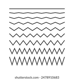 Collection of zigzag lines set isolated vector illustration on white background.