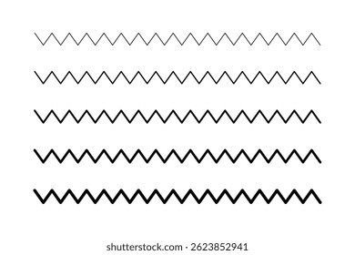 Collection of Zigzag Lines in Varying Thicknesses.