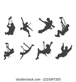 collection of zipline silhouette vector