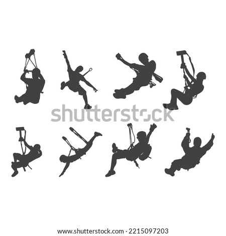 collection of zipline silhouette vector