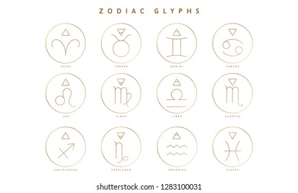 A Collection of Zodiac Glyphs, Signs and Symbols