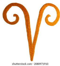 Collection of zodiac signs, hand drawn with ink brush. Vector graphics Aries